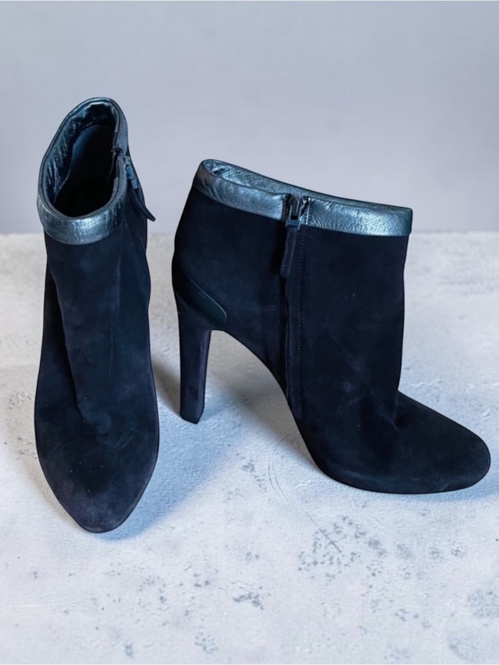 FENDI Brown Suede Metallic Trim Bootie Shoes Size 38